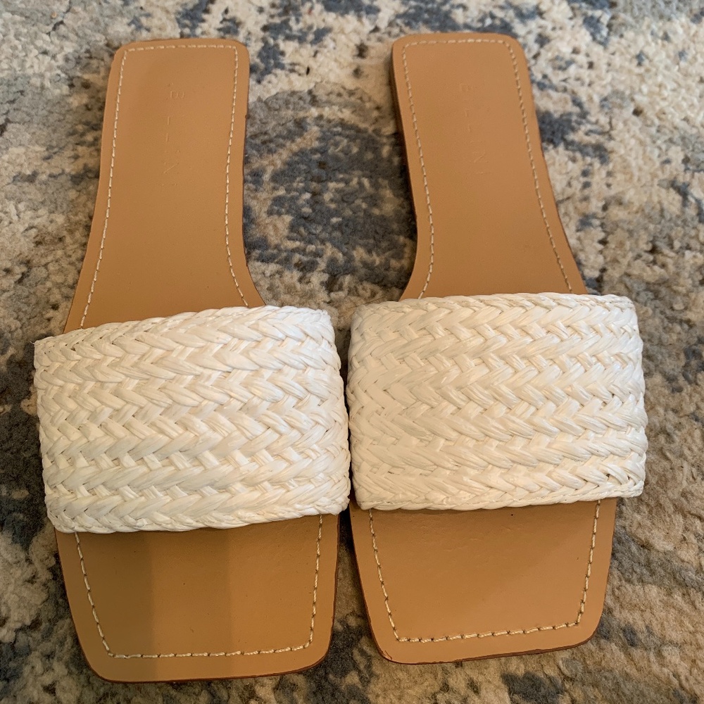 White square toe sandals